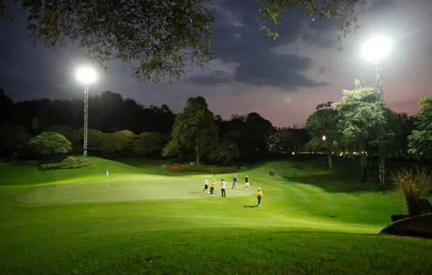 Night golf under floodlights at Laem Chabang, Pattaya